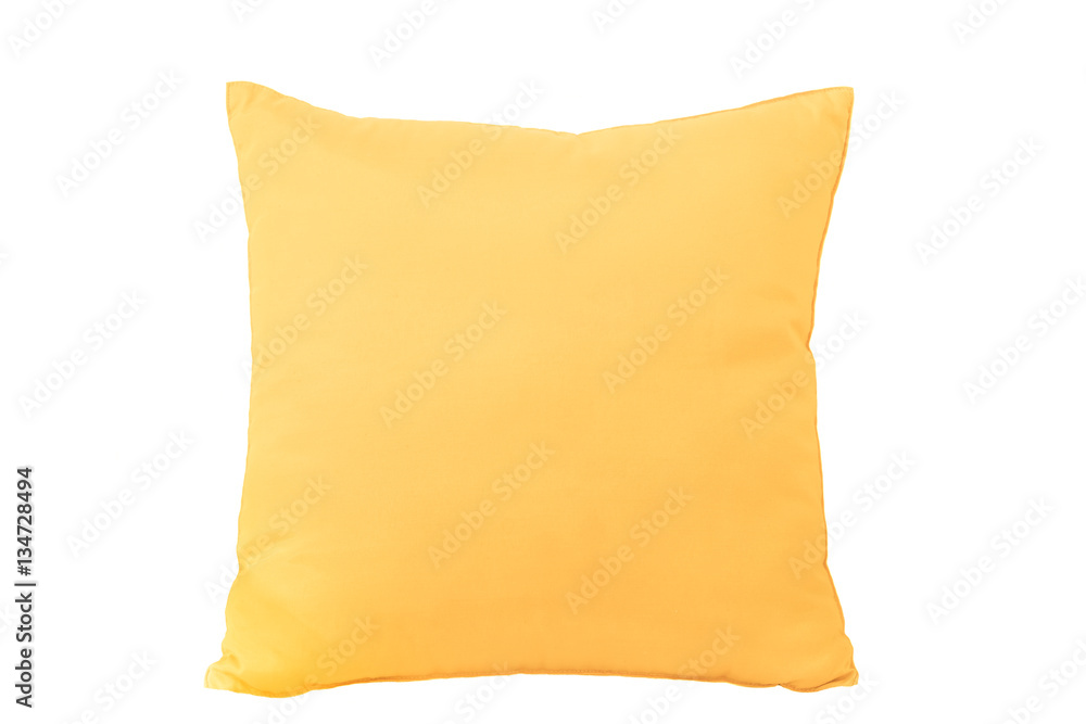 Yellow cushion isolated on a white background