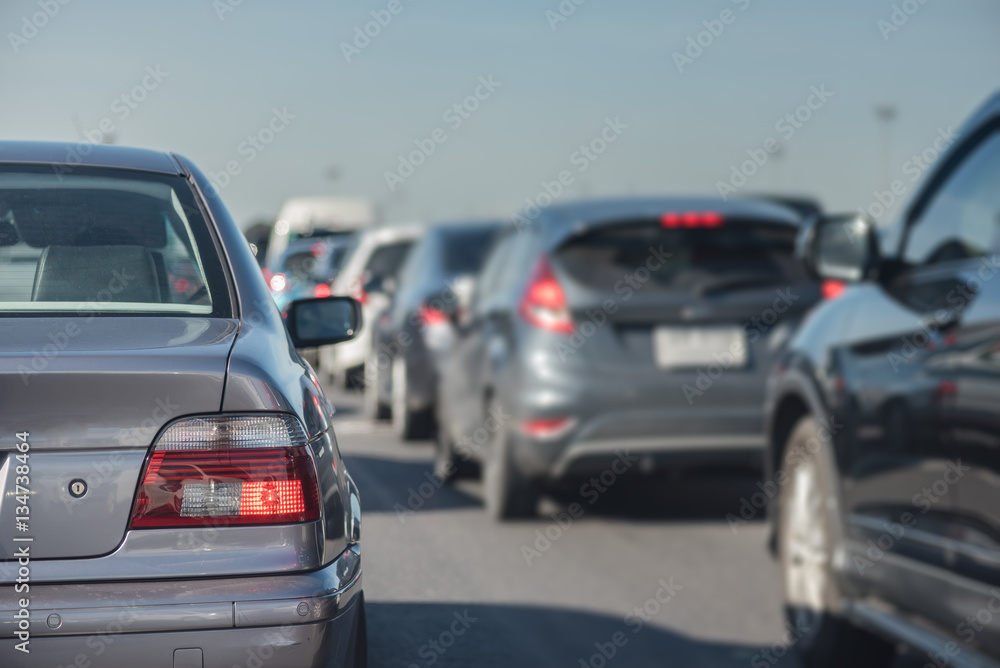 row of car with traffic jam