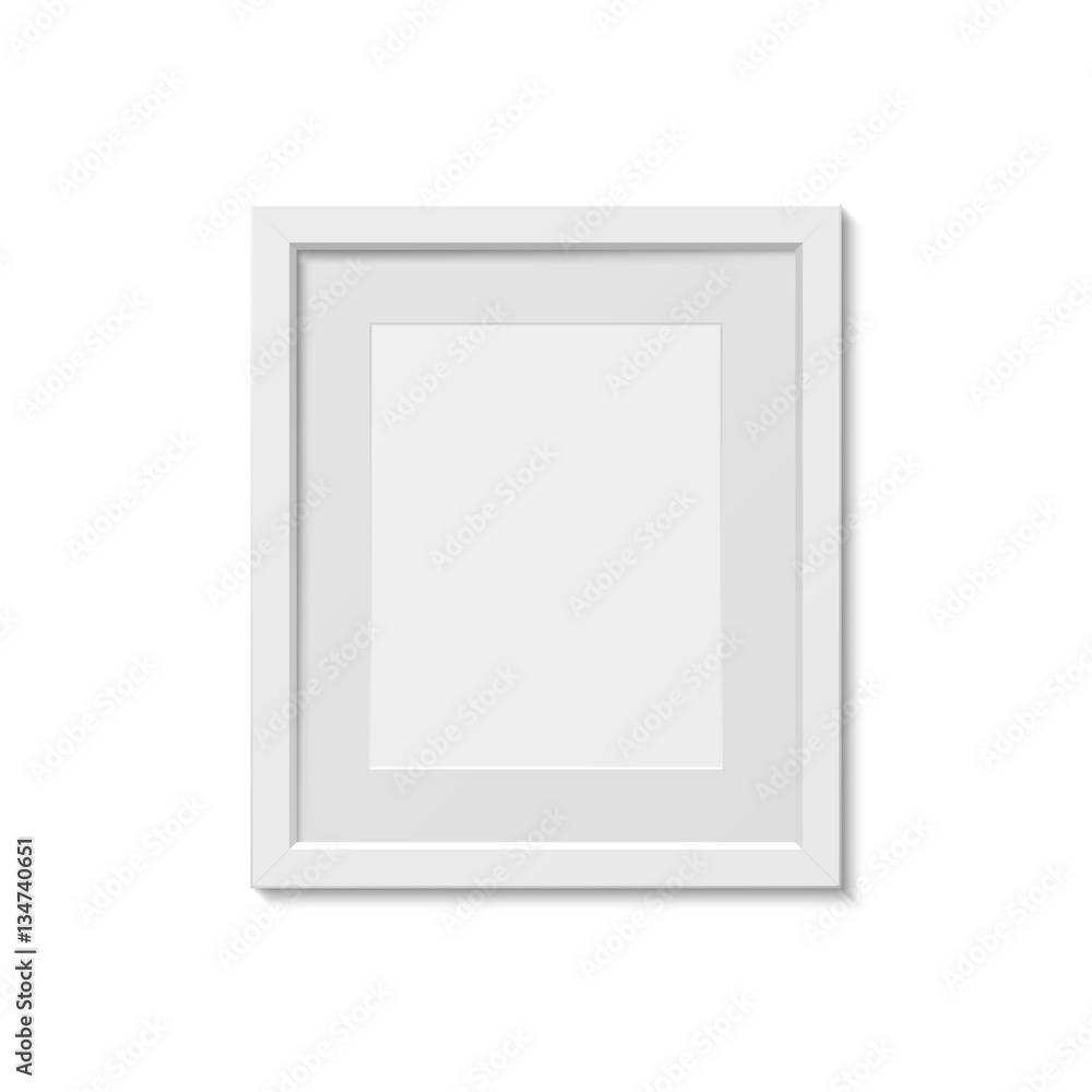 White picture frame template, isolated, vector illustration