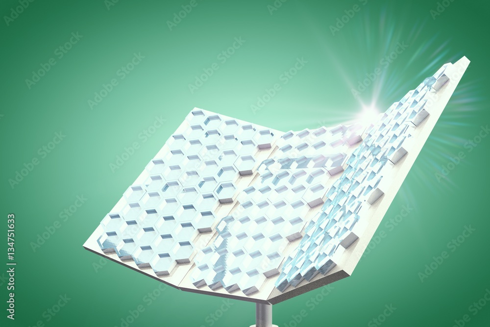 Composite image of hexagon shaped solar equipment 3d