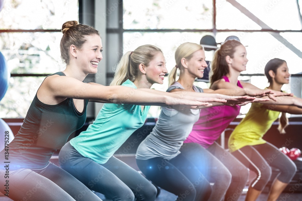 Fitness class doing exercises