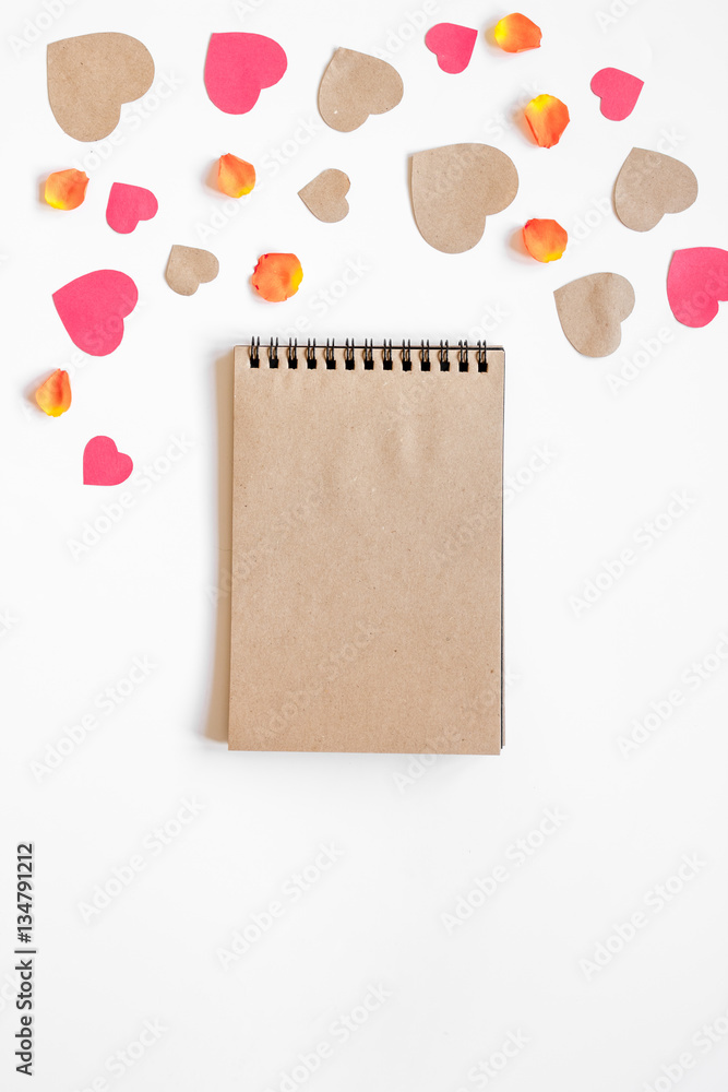 concept of Valentines Day with heart background mock up