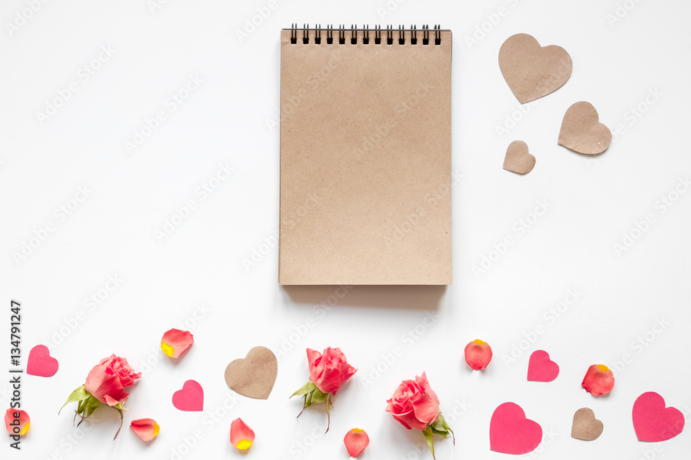 concept of Valentines Day with heart background mock up