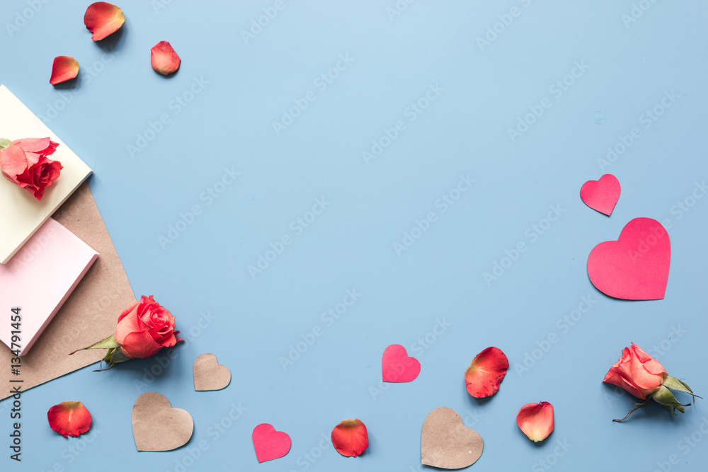 concept of Valentines Day with heart background mock up