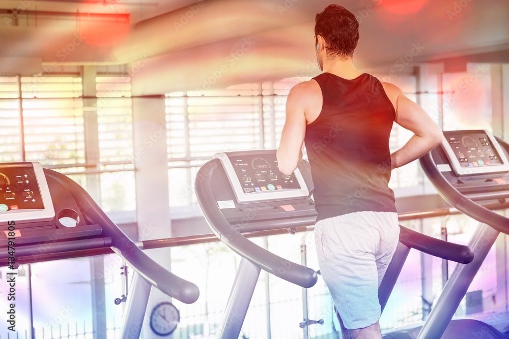 Man running on treadmill