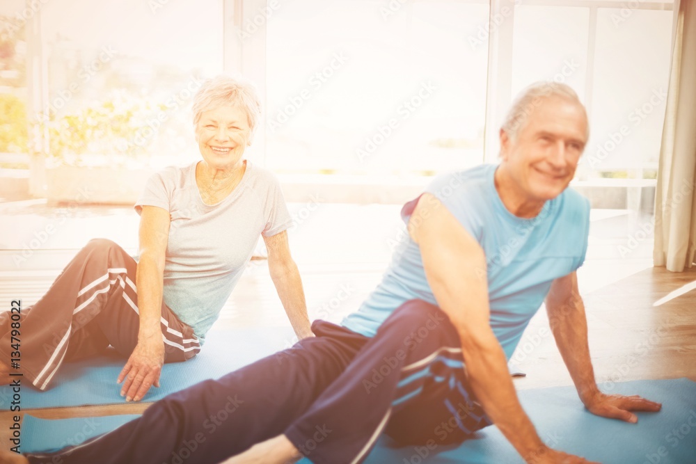 Senior couple doing yoga