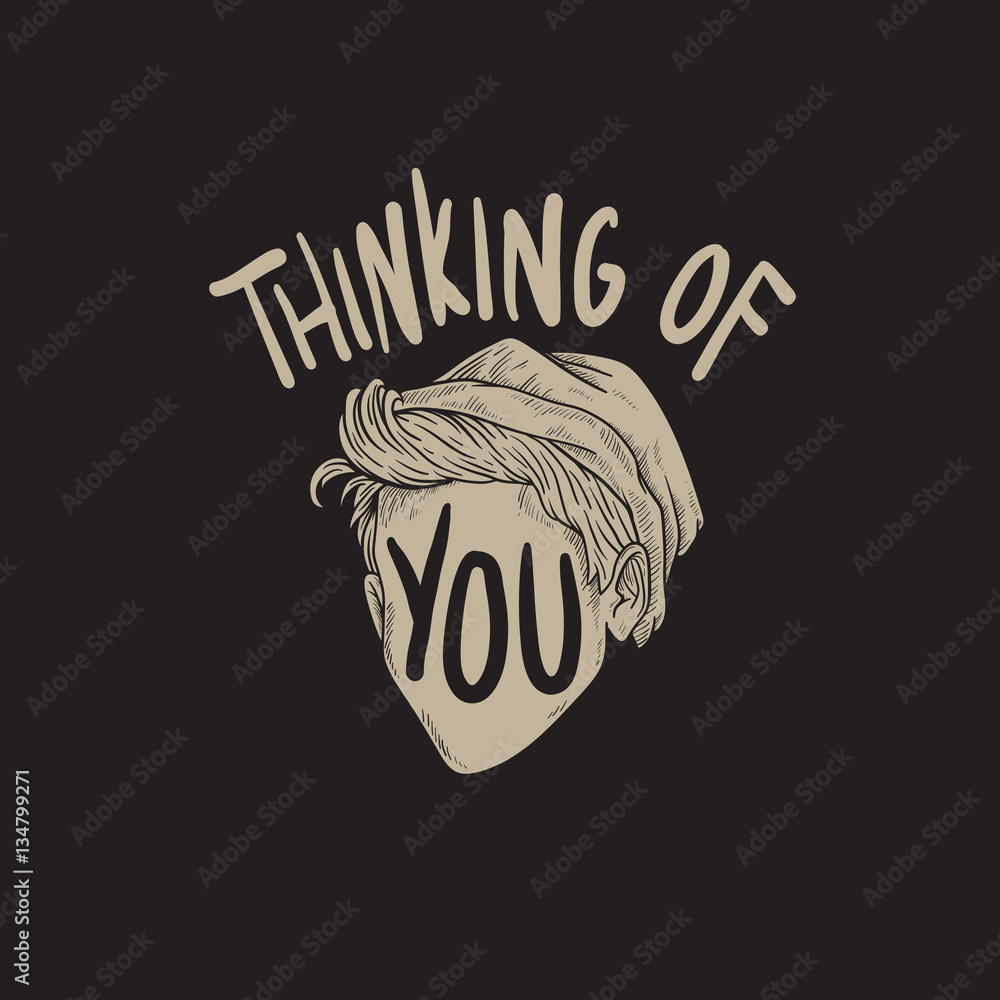 Thinking of You Word Graphic Concept