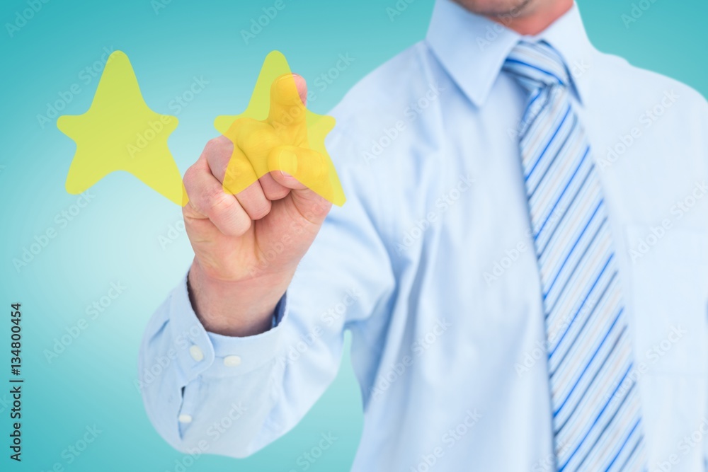 Composite image of businessman in shirt pointing with his finger