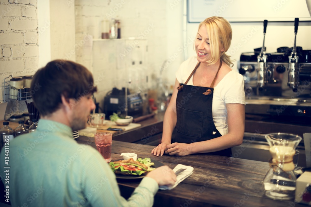 Cafe Coffee Waiter Staff Serving Cafeteria Apron Concept