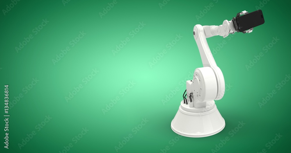 Composite image of composite image of robot with smart phone 3d