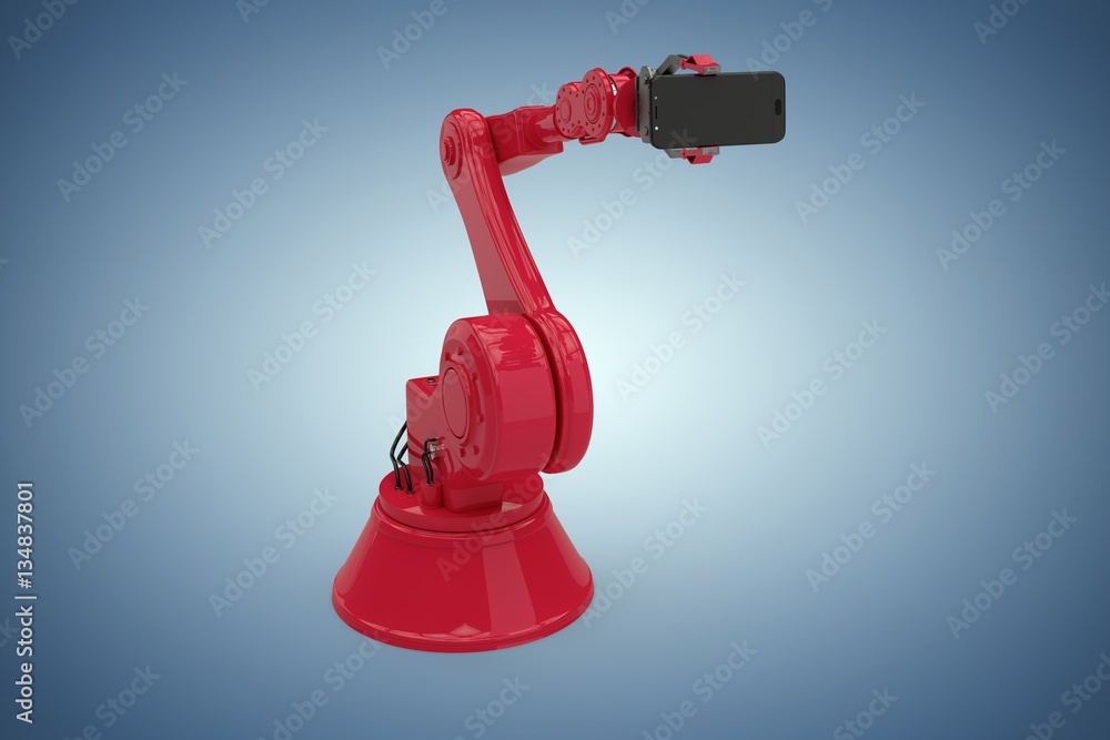 Composite image of composite image of red robot holding phone 3d