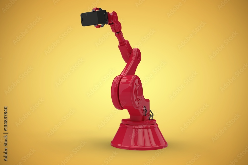 Composite image of composite image of red robot holding phone 3d