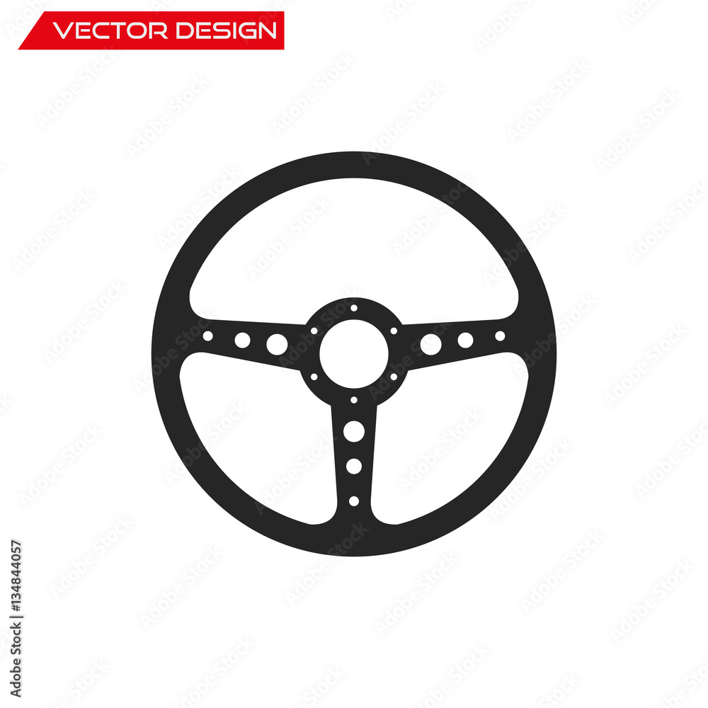 Vector Sport Steering Wheel icon, isolated on white background