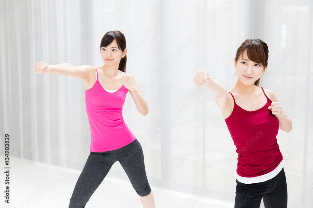 attractive asian women exercising