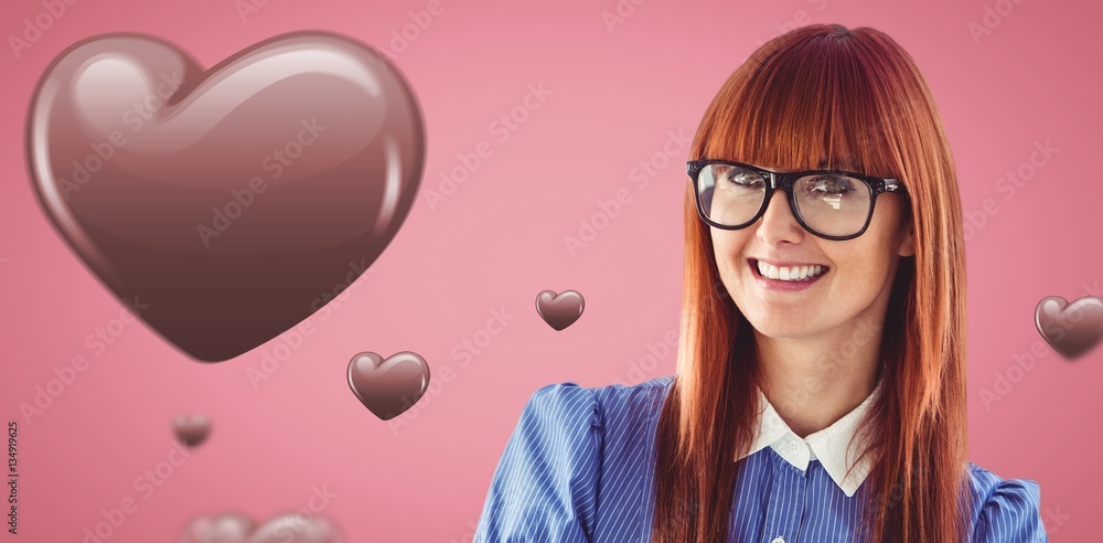 Composite image of attractive hipster woman with crossed arms