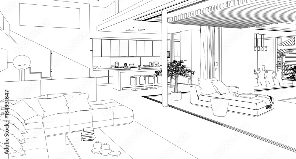 Modern House Interior (sketch)