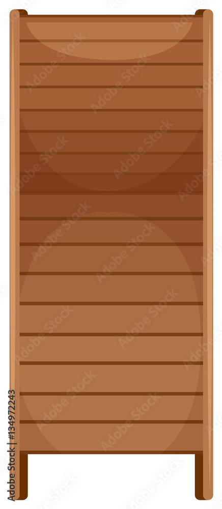 Wooden partition wall on white background