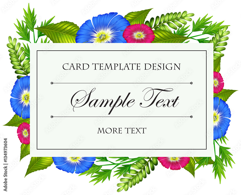 Card template with colorful flowers