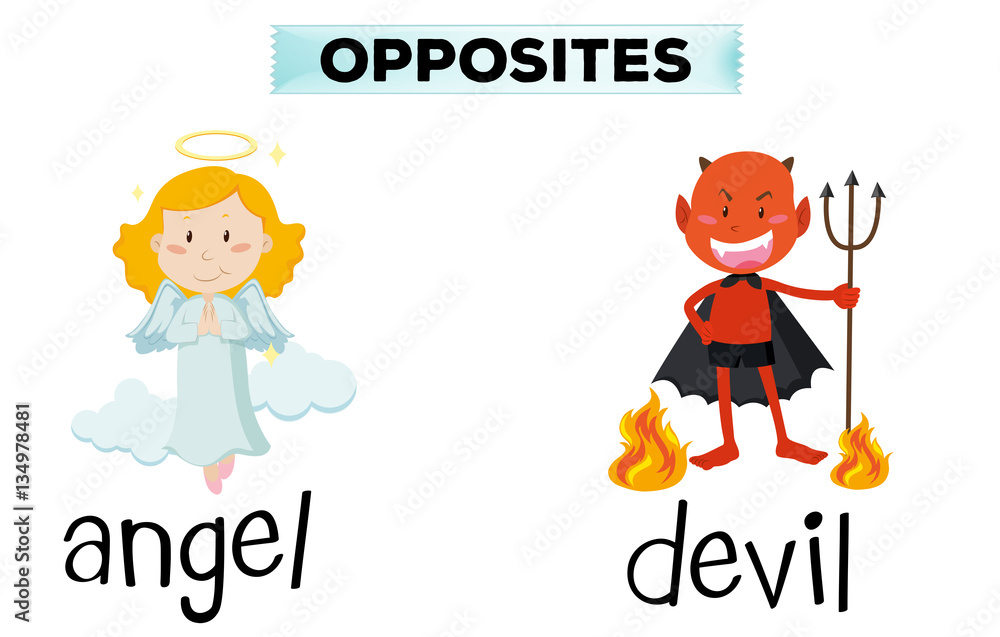 Opposite words for angel and devil