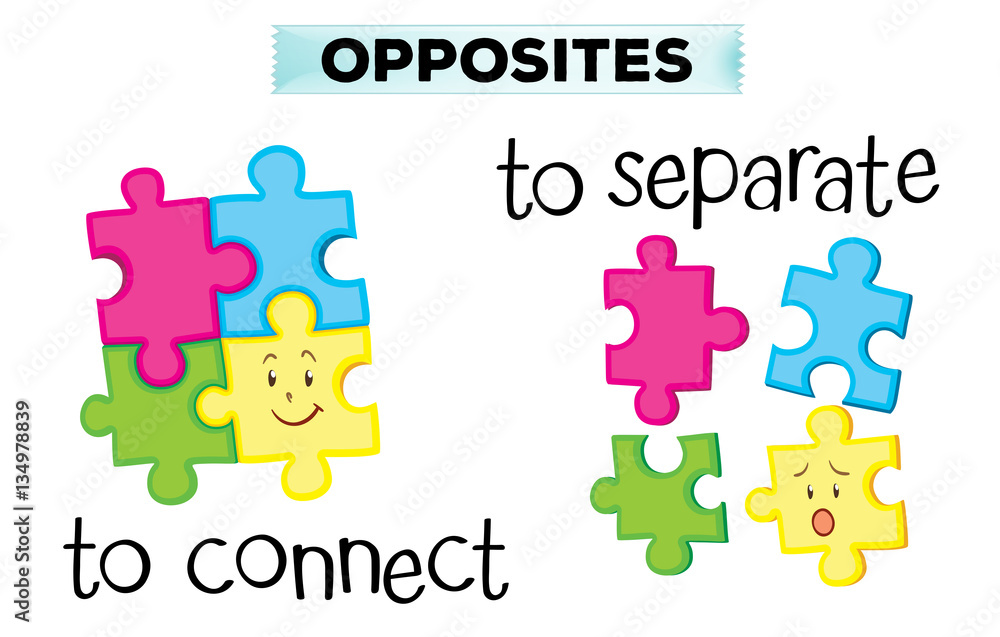 Opposite wordcard with connect and separate