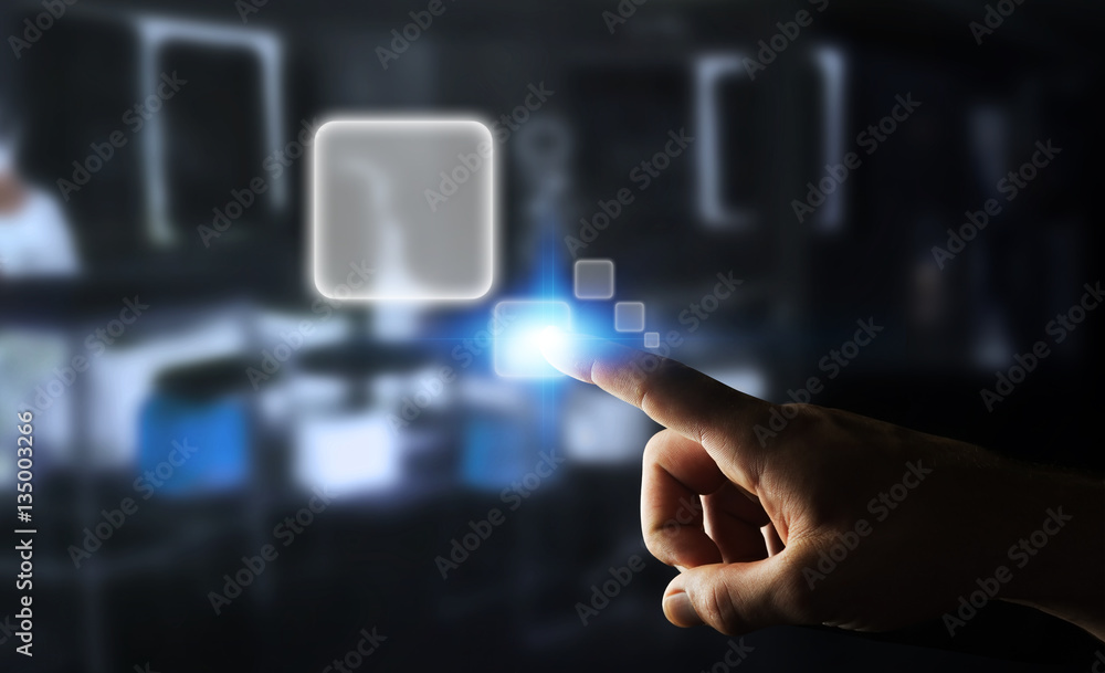 Businessman surfing on internet with digital tactile interface 3