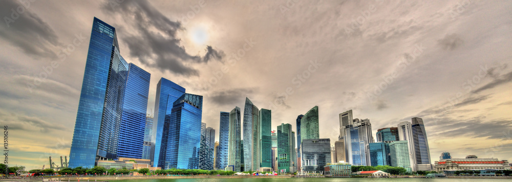 Skyline of Singapore on a cloudy day