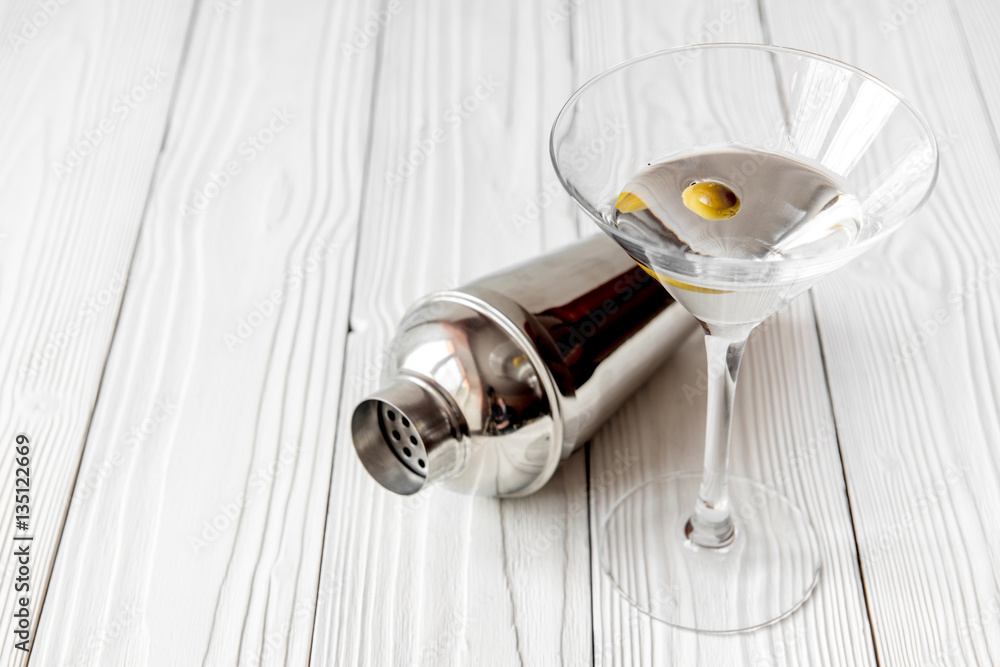 martini cocktail at wooden background close up