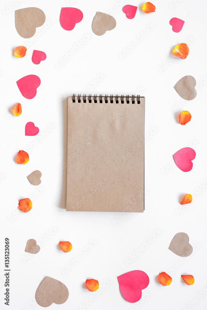 concept of Valentines Day with heart background mock up