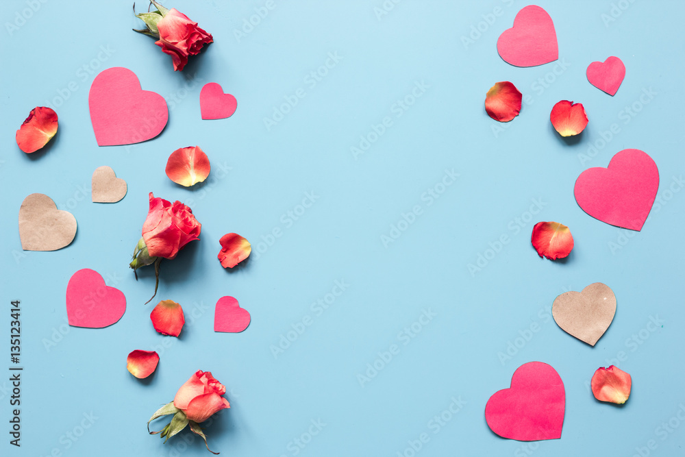 concept of Valentines Day with heart background mock up