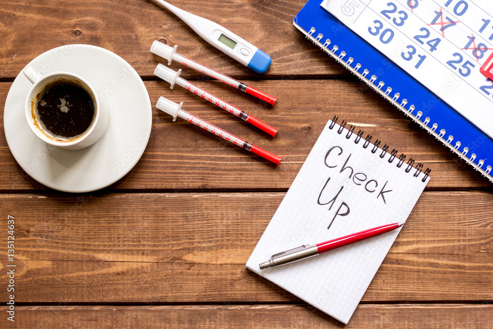 concept time health check up on wooden background