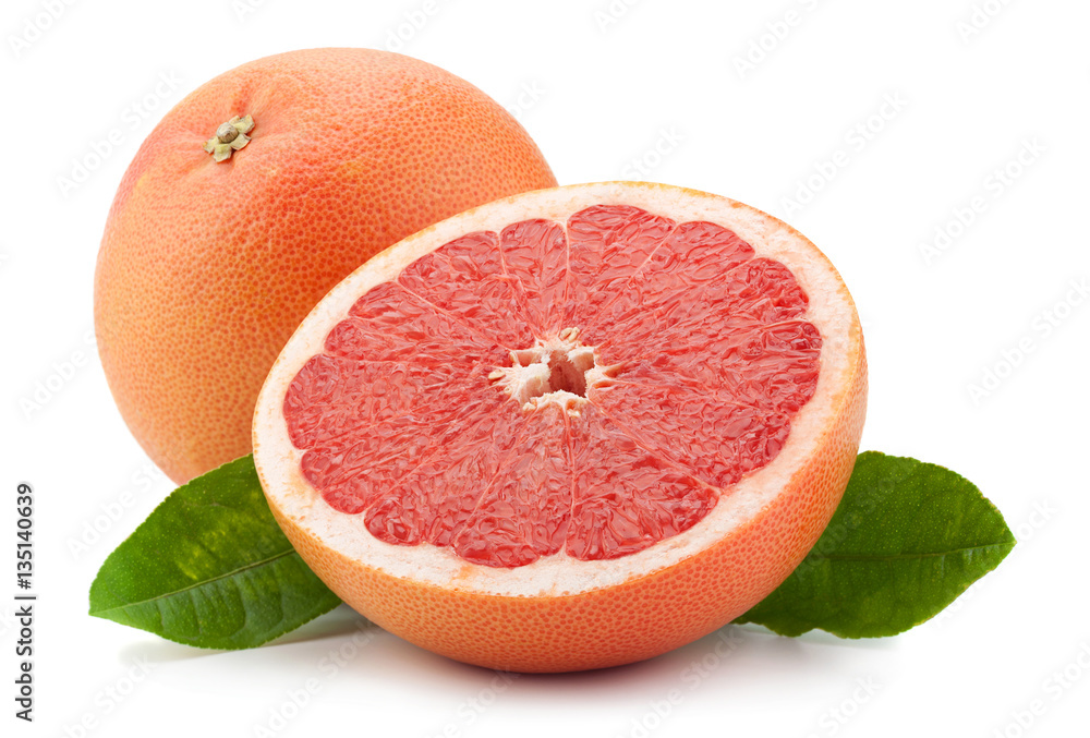 Orange grapefruit on white