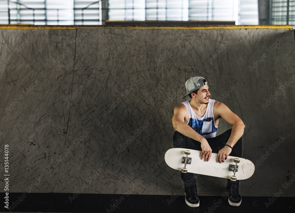 Man Skateboarder Lifestyle Relax Hipster Concept