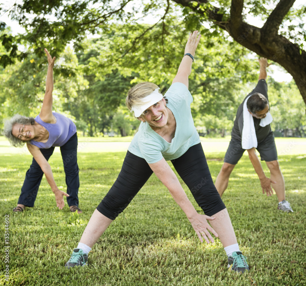 Senior Group Friends Exercise Relax Concept