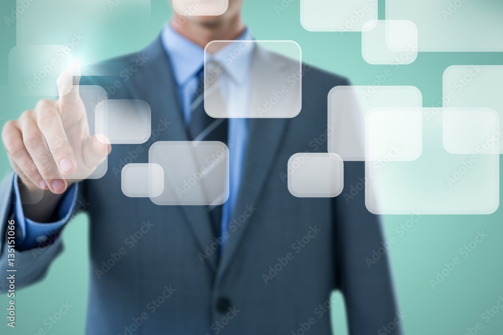 Composite image of well dressed businessman pointing