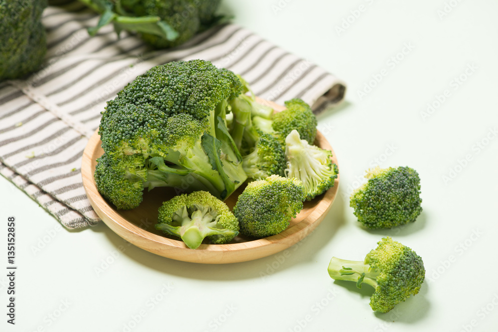 Modern style of the Broccoli isolated on green background.