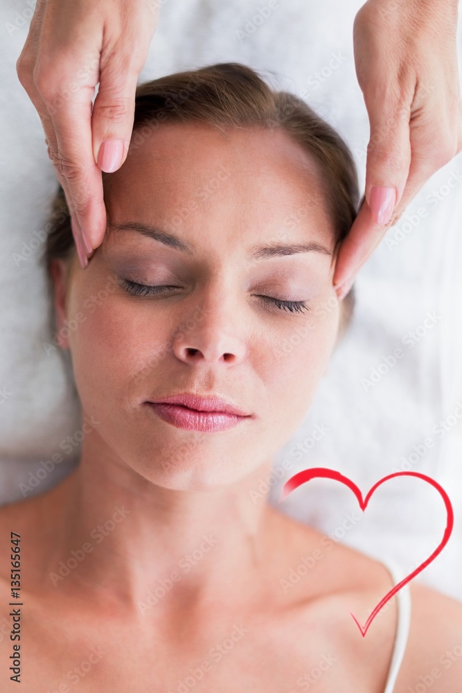 Composite image of print  masseur massaging woman