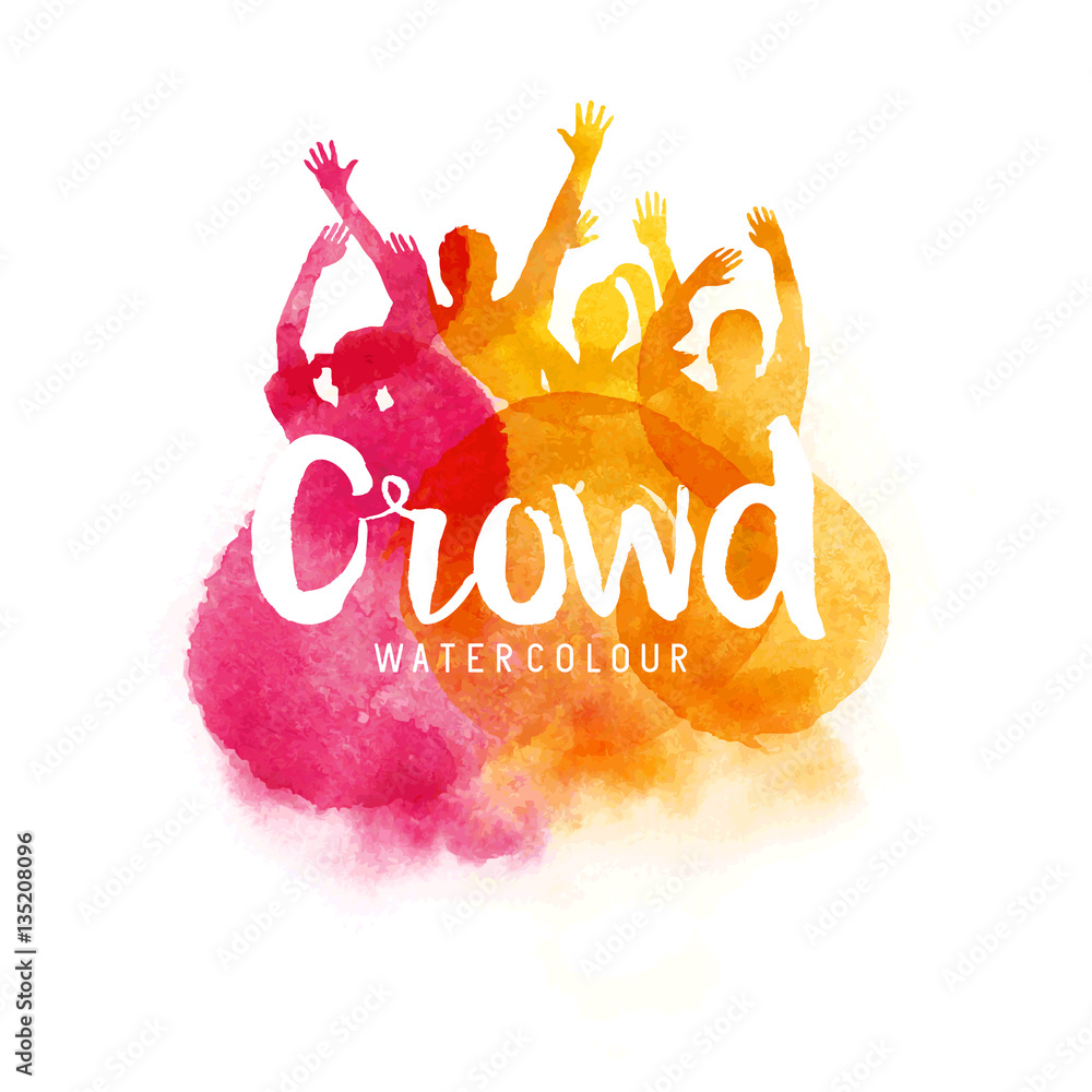 A crowd of happy young people at a concert  - vector illustration