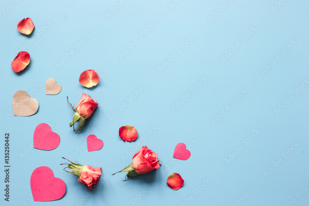 concept of Valentines Day with heart background mock up