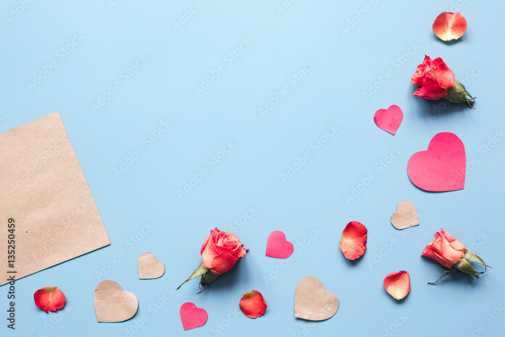 concept of Valentines Day with heart background mock up