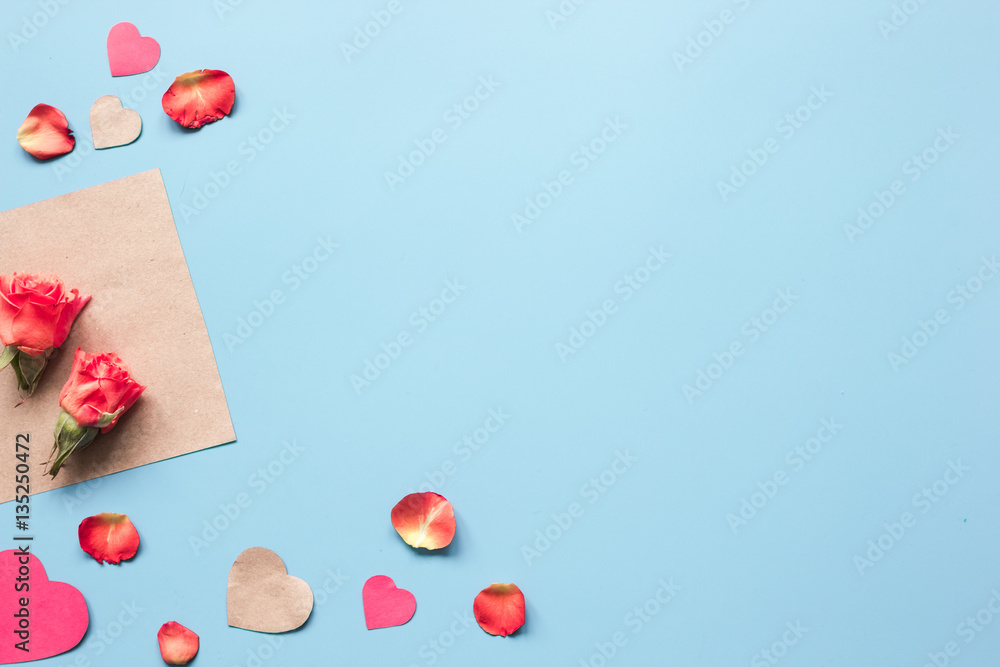 concept of Valentines Day with heart background mock up