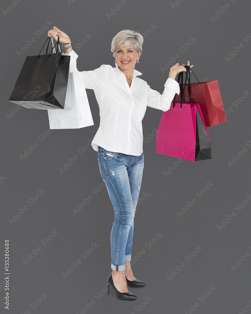 Woman Smiling Happiness Shopaholic Portrait