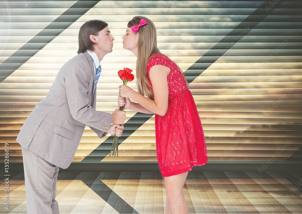 Digital composite of loving couple 