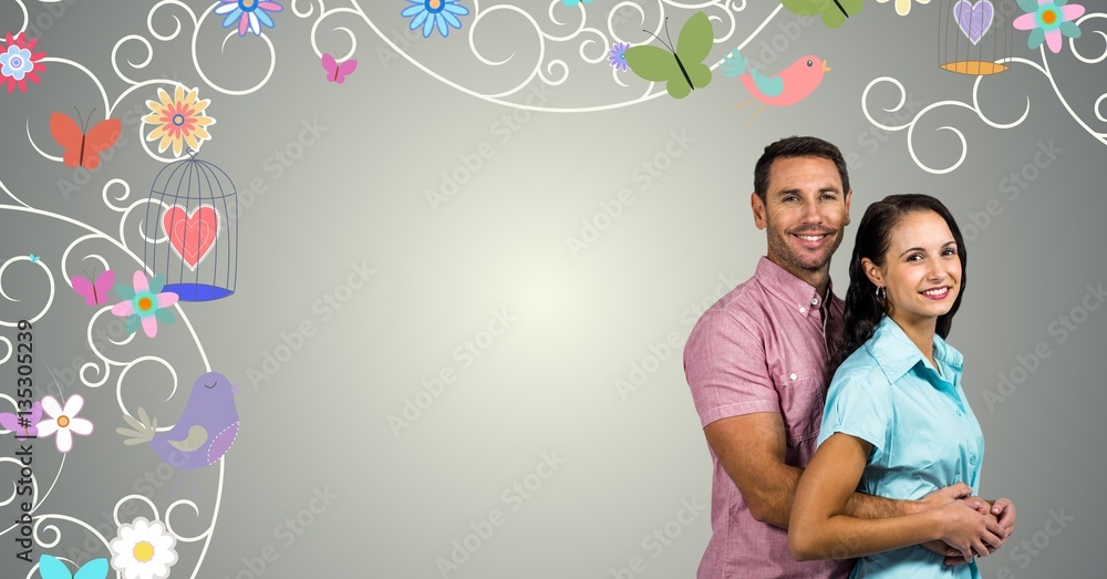 Digital composite of loving couple