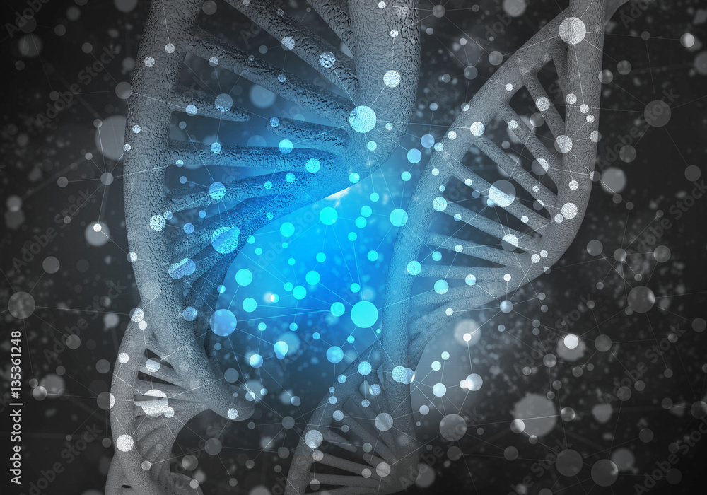 DNA molecules background, 3D rendering