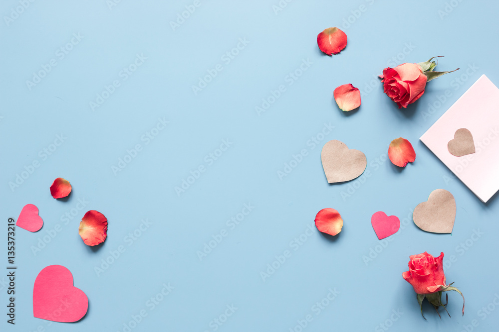 concept of Valentines Day with heart background mock up