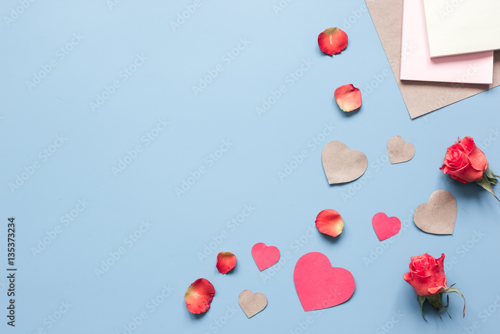 concept of Valentines Day with heart background mock up