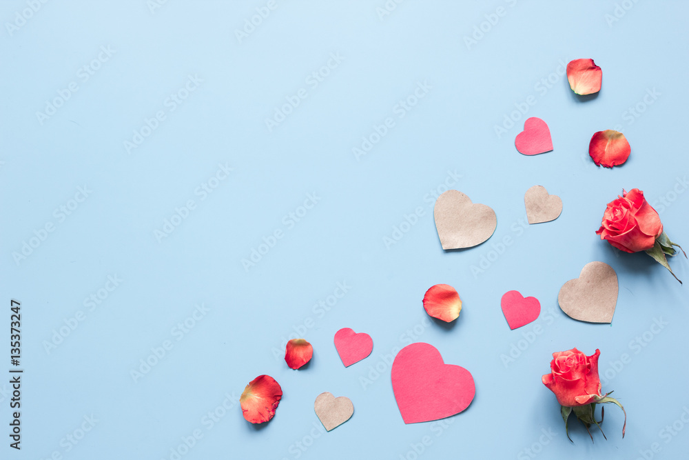 concept of Valentines Day with heart background mock up