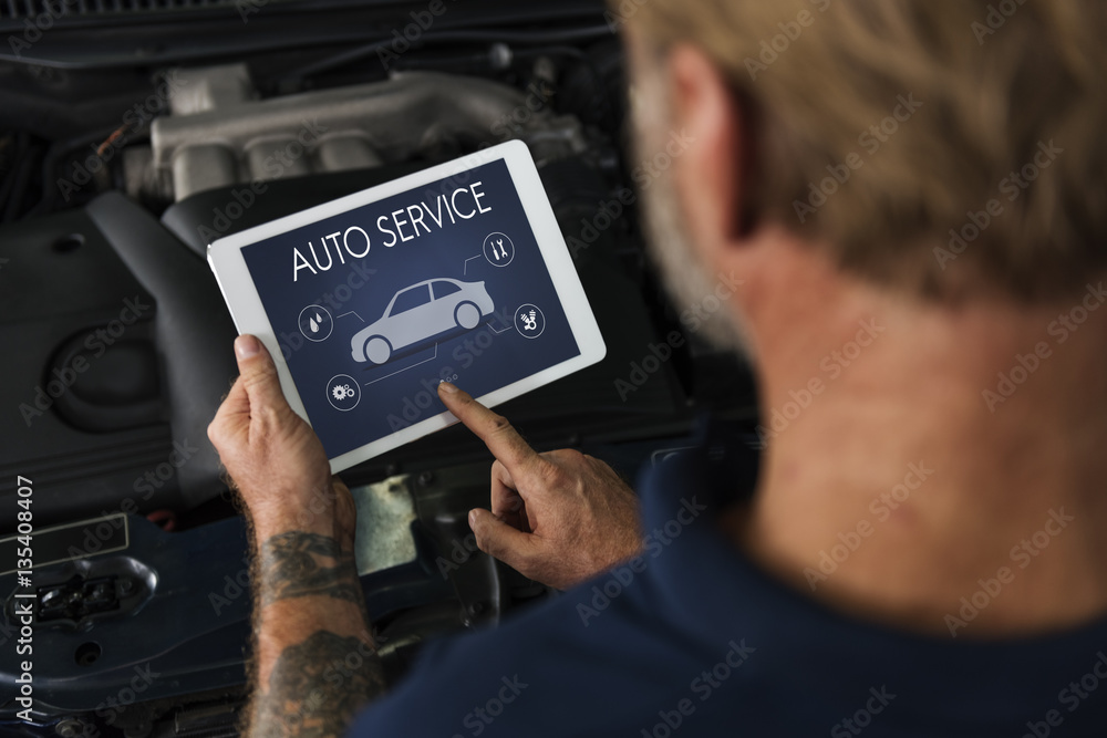 Automobile Vehicle Car Mechanic Maintenance Concept