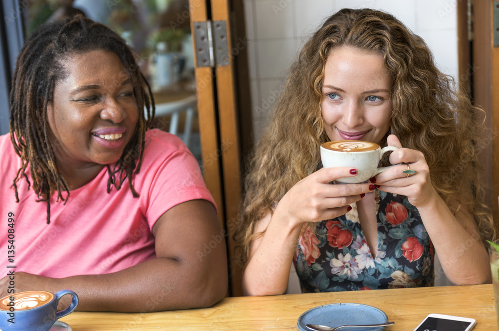 Young Women Drinking Coffee Concept