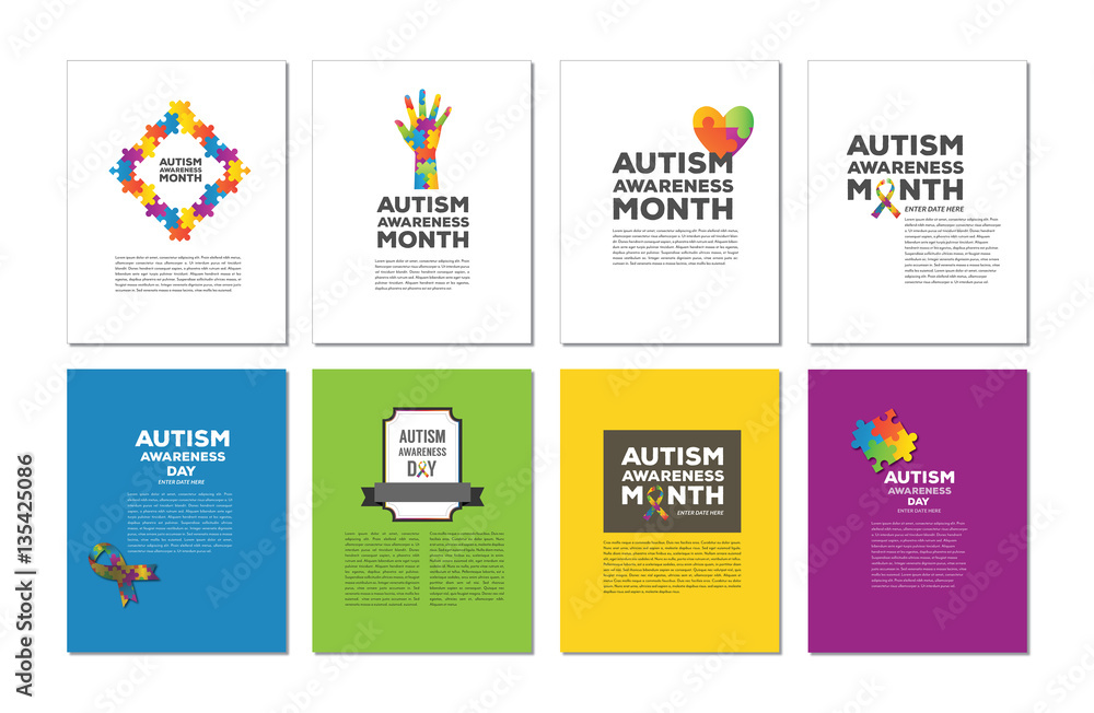 Vector icon set for various autism awareness